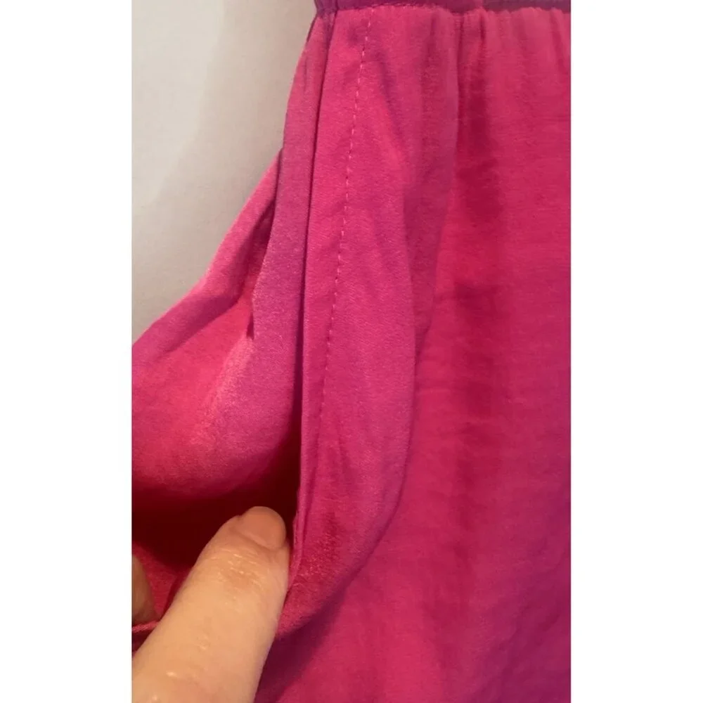 Soma Womens Deep Rose Pink‎ Lace Trim Satin Pajama Shorts M Loungewear Sexy